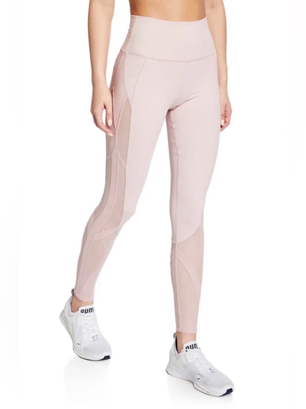 New Alo Yoga Airbrush Mosaic Pink Mesh Panel High Waist Leggings Small contour